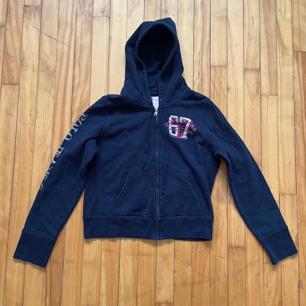 Polo Jeans Co Ralph Lauren Navy Blue Full Zip Hoodie Graphic Logo Size XL
